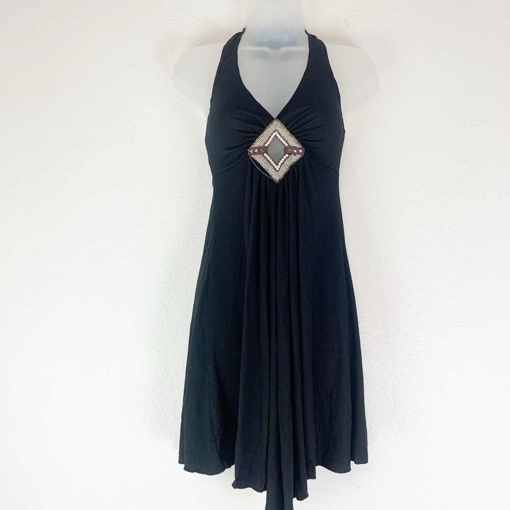 Vtg‎ Charlotte Russe Dress Medium Babydoll Y2K 90s Boho Fairy Grunge Beaded FLAW